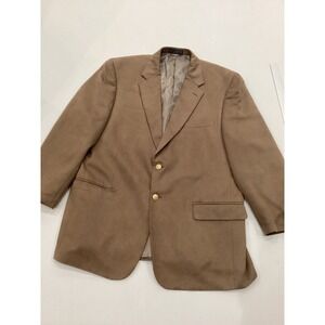 Mens Tan Brown Suede Blazer Jacket 46R Two Button Classic Fit Menswear Travel